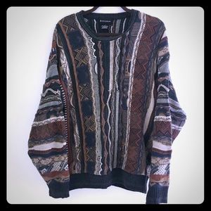 🌀 vintage patterned oversized grandpa sweater